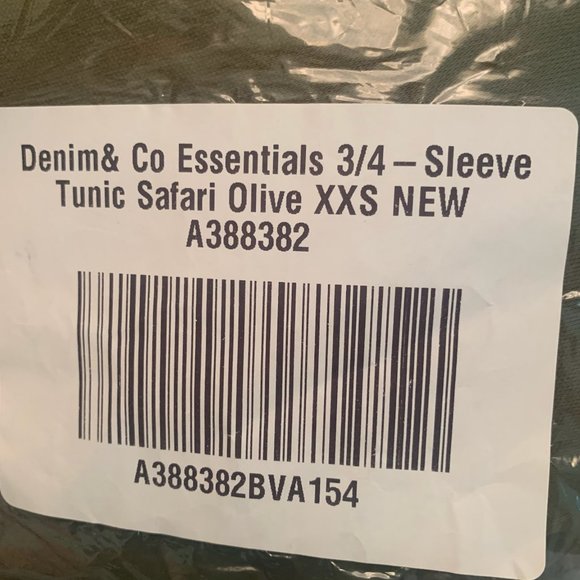 NWT DENIM & CO. ESSENTIALS 3/4 SLEEVE TUNIC SAFARI OLIVE GREEN XXS - Picture 11 of 11